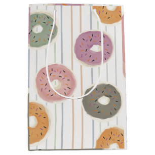 Donut Lover’s Pattern – Pastel Sprinkles & Stripes Medium Gift Bag