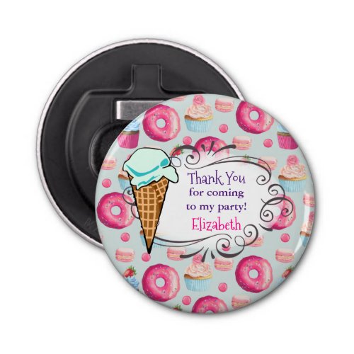 Donut Macaron Cupcake Birthday Favor Thank You Bottle Opener