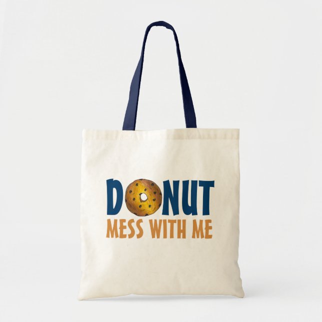 Donut Mess With Me Blueberry Doughnut Tote Bag (Front)