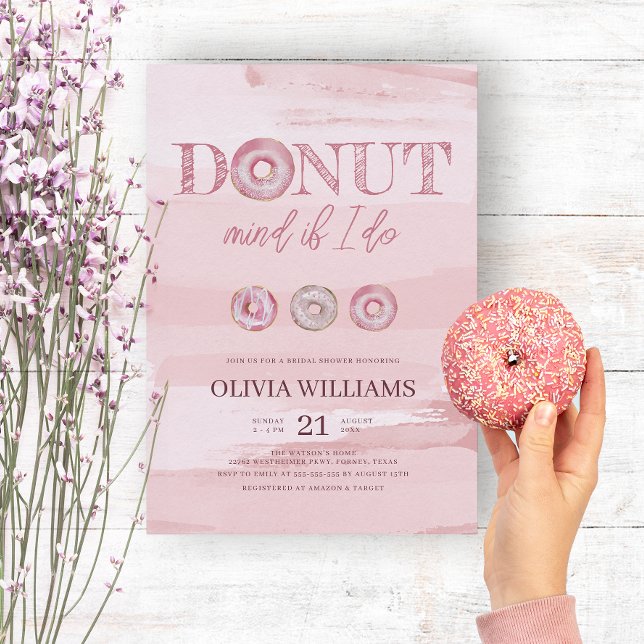 Donut Mind if I Do Chic Modern Pink Bridal Shower Invitation (Creator Uploaded)