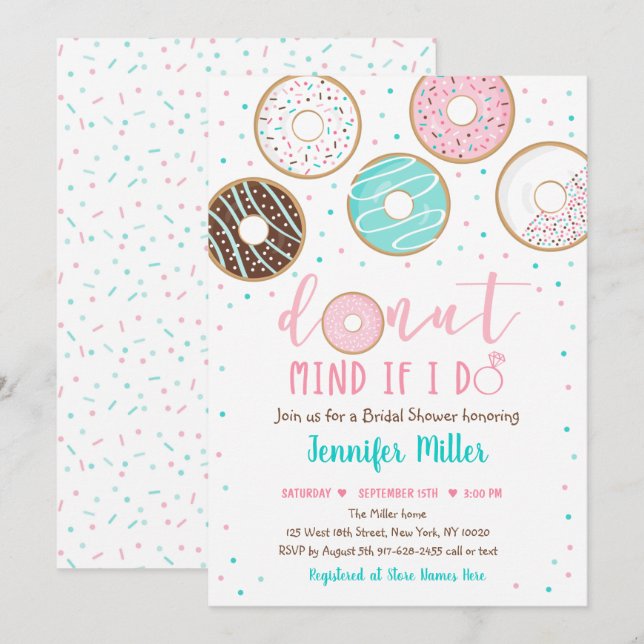 Donut Mind If I Do Donut Bridal Shower Invitation (Front/Back)
