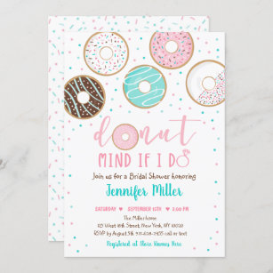 Editable Bridal shower invite Doughnut party invitation,DBI1 Showered with love and donuts