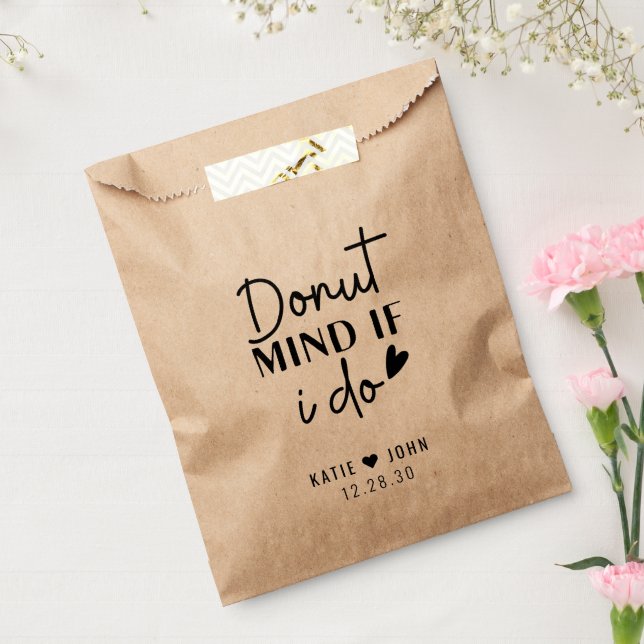 Donut Mind if I Do Heart Wedding Favor Bag (Sealed)