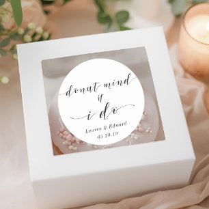 Donut Mind If I Do Wedding Donut Favor Classic Round Sticker
