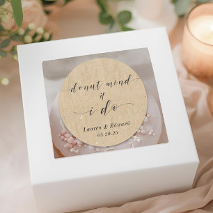 Donut Mind If I Do Wedding Donut Favor Kraft Classic Round Sticker