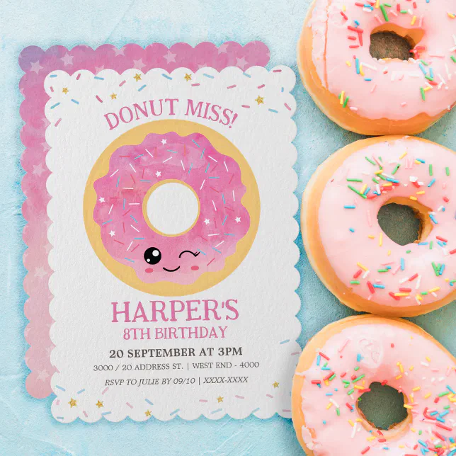 Donut Miss Birthday Invitation | Zazzle