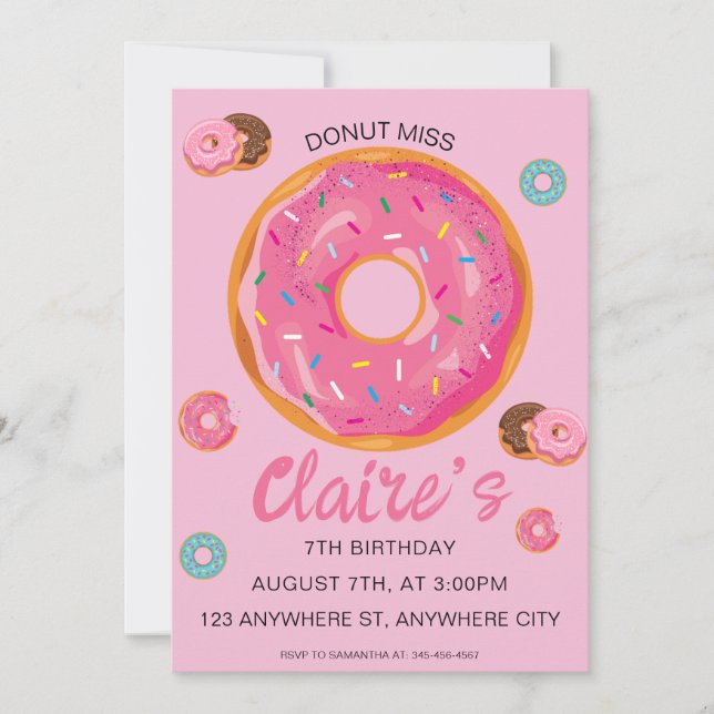 Donut Miss Birthday Party Invitation (Front)