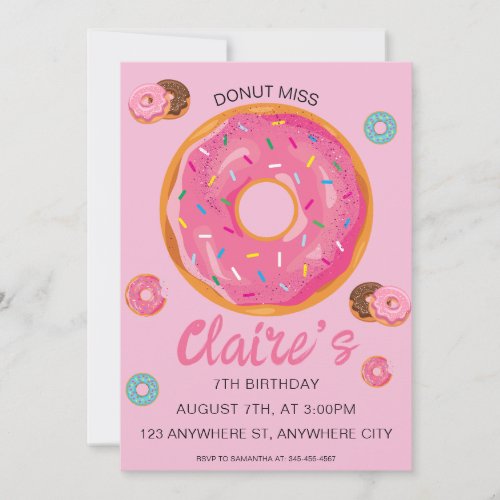 Donut Miss Birthday Party Invitation