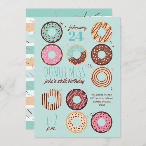 Donut Miss Boys Donut Birthday Party Invitation