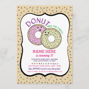 Donut Miss The Party Birthday Invite Donut Pink