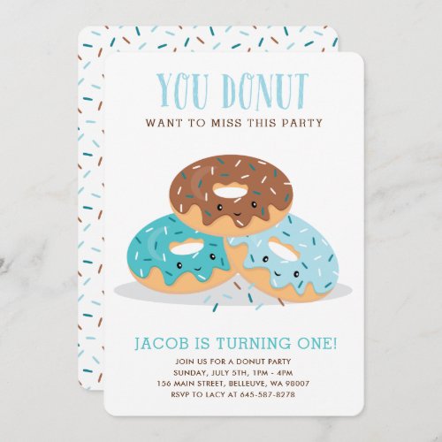 Donut Miss This Fun Birthday party invitation Blue