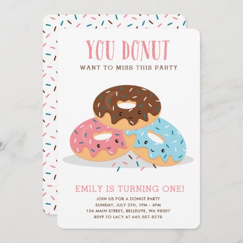 Donut Miss This Fun Birthday party invitation pink