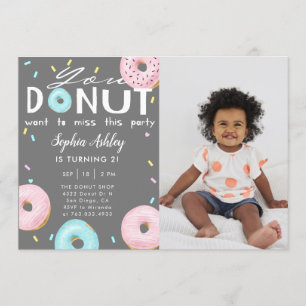 DONUT miss this party birthday photo Invitation