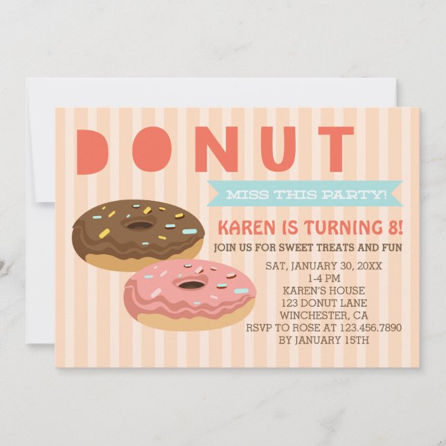 Donut miss this party - Donuts Party Invitation (Front)