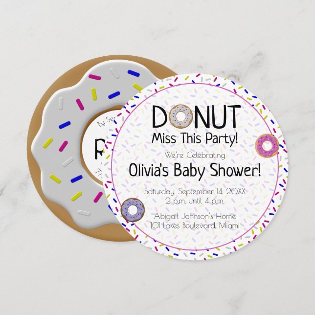 Donut Miss This Party Gender Neutral Baby Shower Invitation (Front/Back)