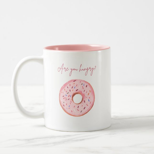Donut Mug – “Are You Hungry?” Cute Quote Design 🍩 (Left)
