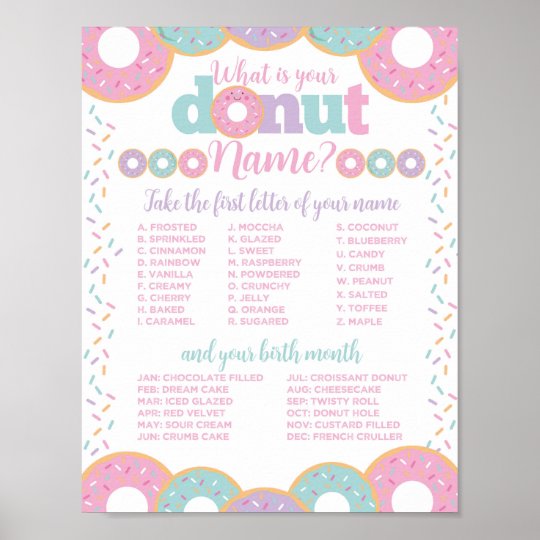 donut name poster zazzlecom