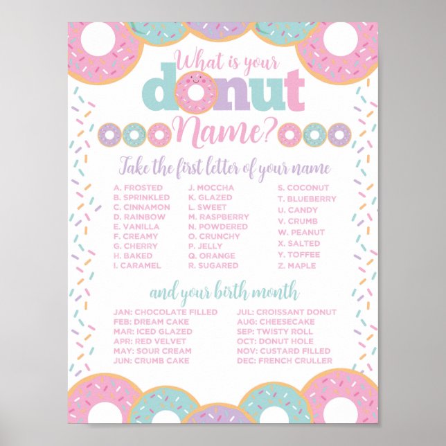 Donut Name Poster (Front)