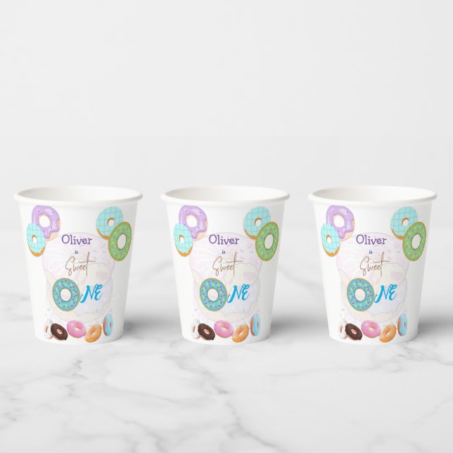 Donut one boy birthday  paper cups (Multi)