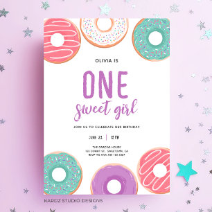 Donut One Sweet Girl 1st Birthday Invitation