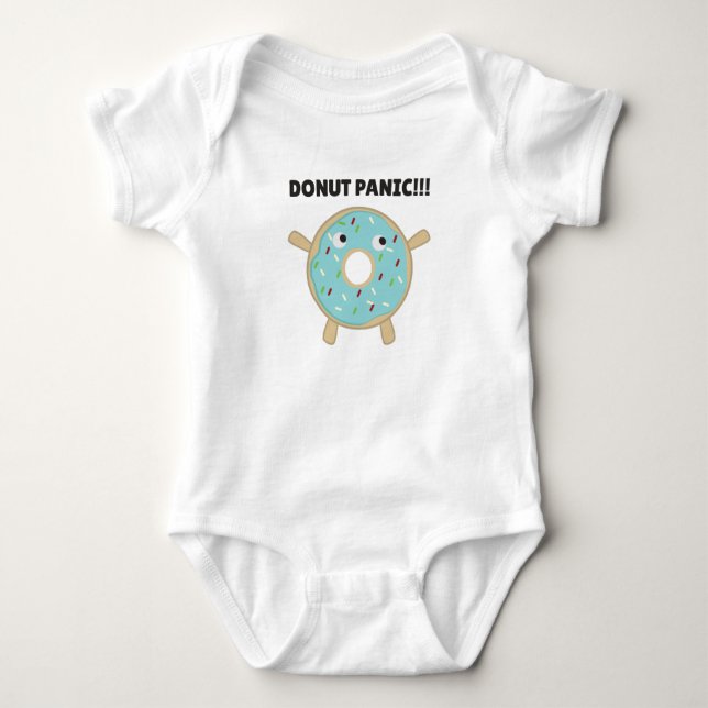 Donut Panic - Funny Pun With Donuts Baby Bodysuit (Front)
