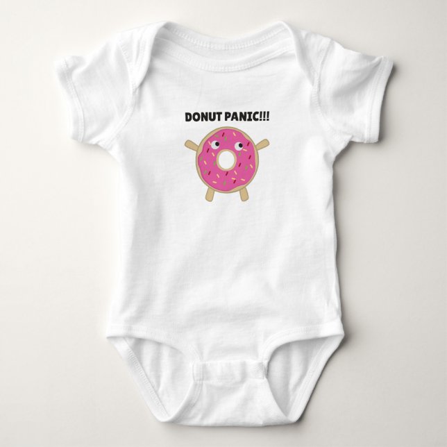 Donut Panic - Funny Pun With Donuts Baby Bodysuit (Front)