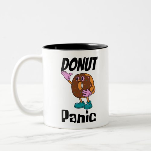 Donut Panic Funny Two_Tone Coffee Mug