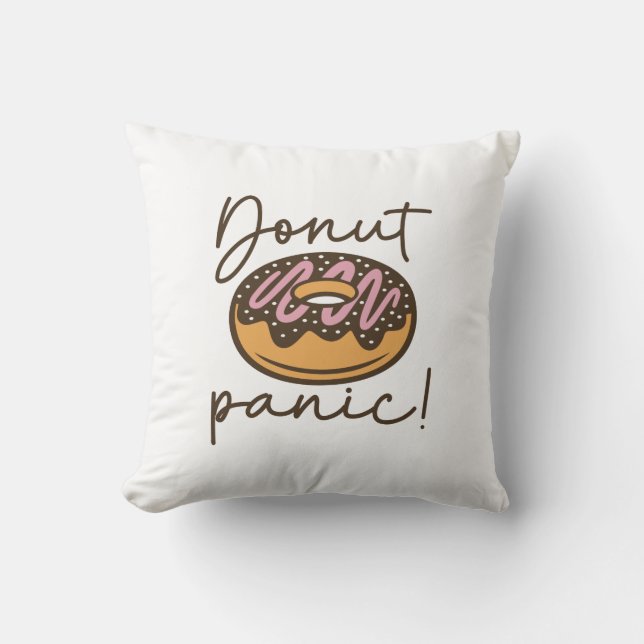 Donut Panic Throw Pillow (Front)