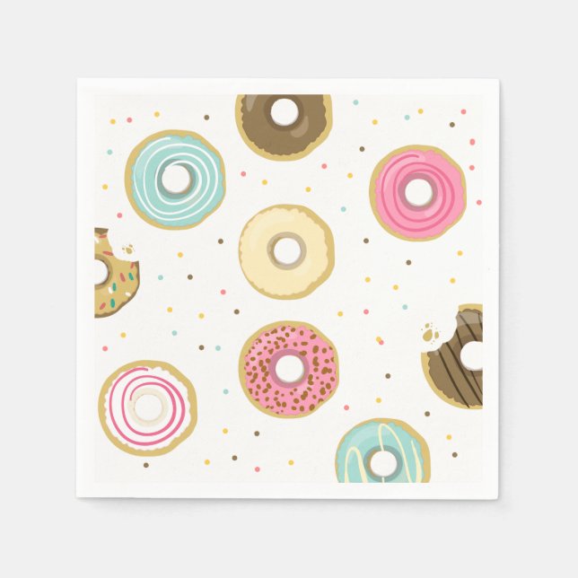 Donut Paper Napkin Pink Doughnut sweet Birthday (Front)