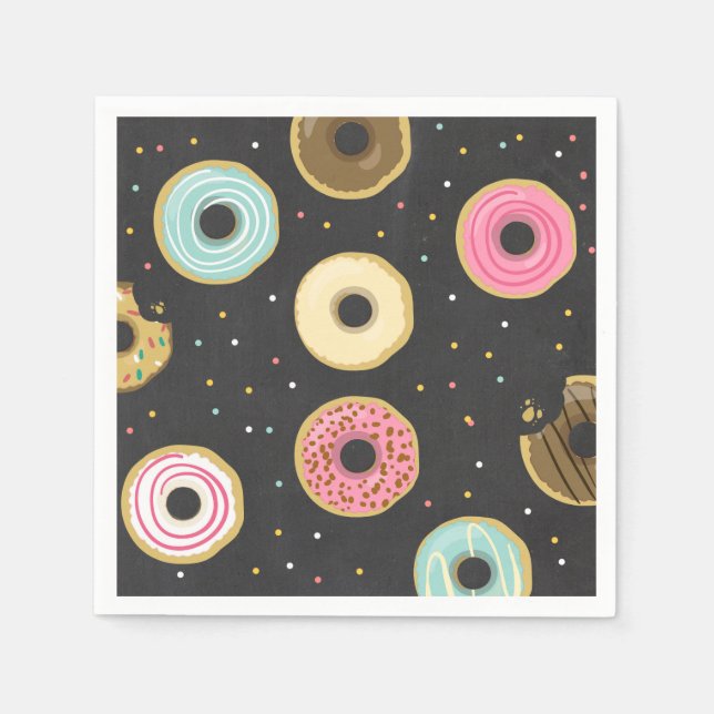 Donut Paper Napkin Pink Doughnut sweet Birthday (Front)