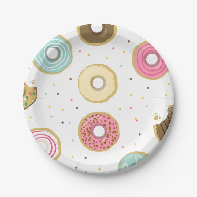 Donut Paper Plates Pink Birthday shower Doughnut (Front)