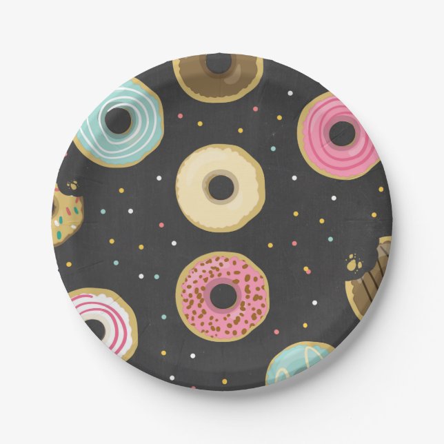 Donut Paper Plates Pink Birthday shower Doughnut (Front)