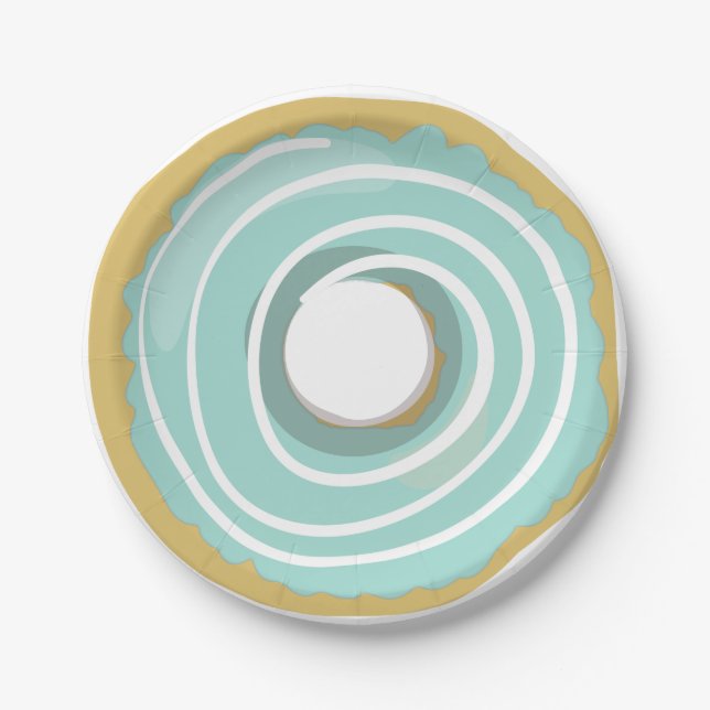 Donut Paper Plates Pink Blue Green Doughnut Party (Front)