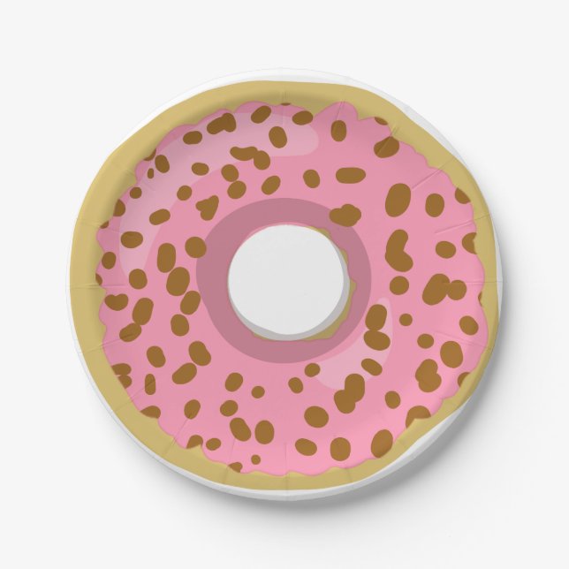 Donut Paper Plates Pink Dots Doughnut Girl Party (Front)
