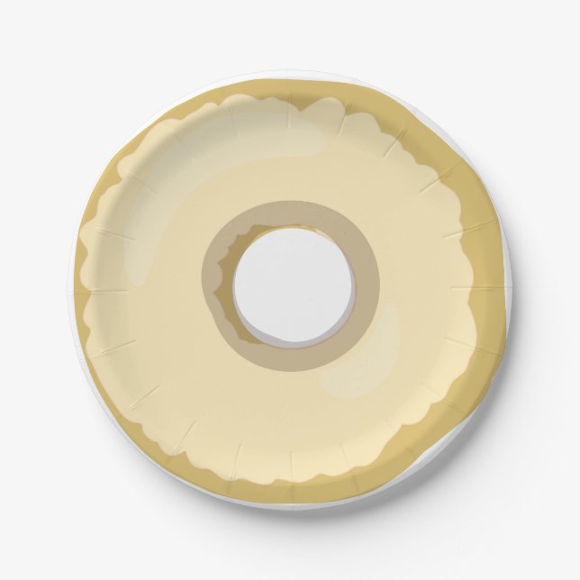 Donut Paper Plates Yellow Cream Doughnut Party (Front)