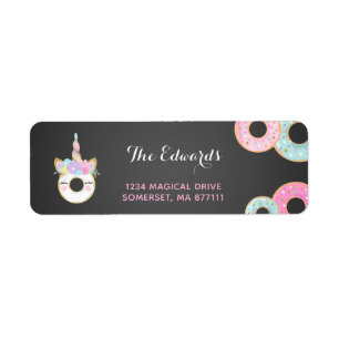 Donut Party Address Labels Donut & Unicorn