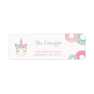 Donut Party Address Labels Donut & Unicorn