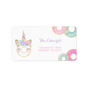 Donut Party Address Labels Donut & Unicorn