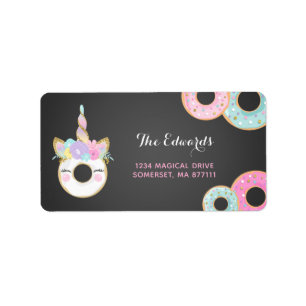 Donut Party Address Labels Donut & Unicorn