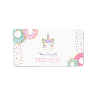 Donut Party Address Labels Donut & Unicorn