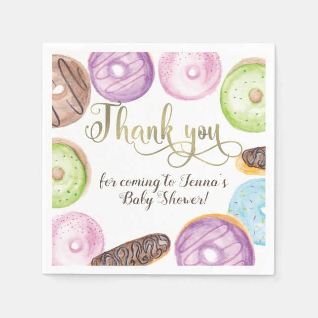 Donut Party Baby Shower Birthday Baby Reveal Napkins (Front)