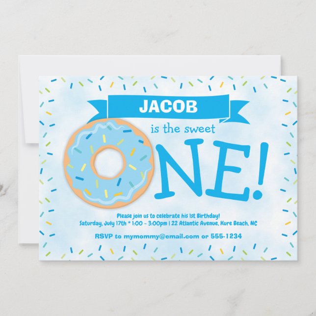 Donut Party Boy First Birthday Invitation (Front)