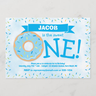 Donut Party Boy First Birthday Invitation