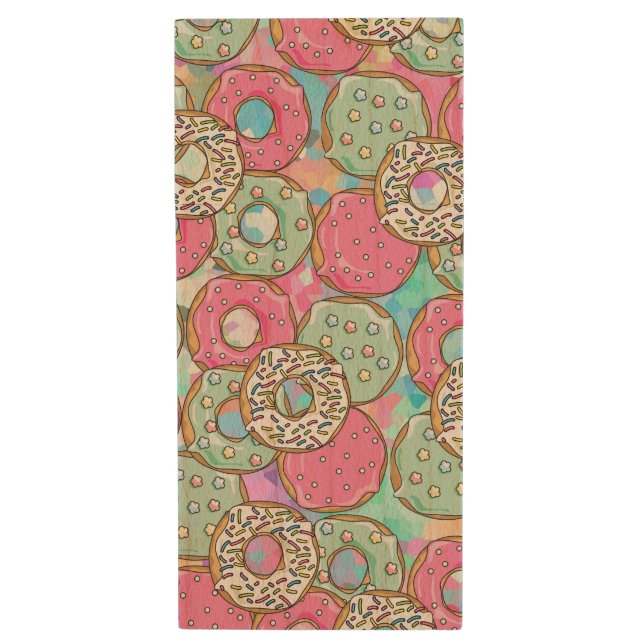 Donut Party ⎥Cute USB Wooden Flash Drive (Front Vertical)