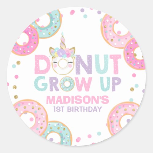 Donut Party Favor Tag Sticker Seal Donut Grow Up