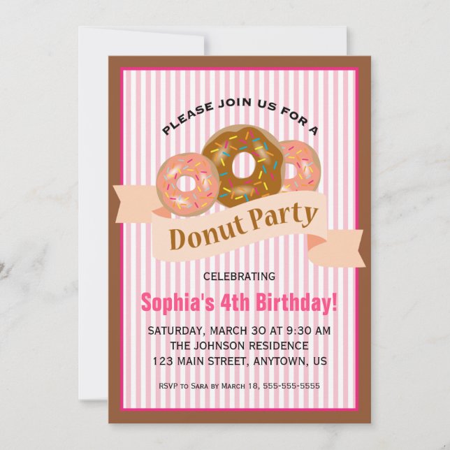 Donut Party for Child's Birthday Invitation (Front)