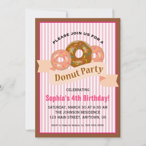 Donut Party for Childs Birthday Invitation