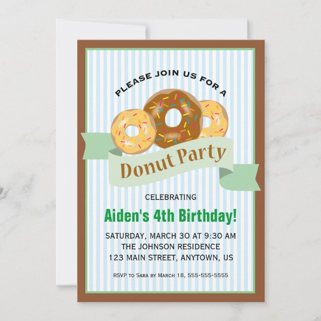 Donut Party for Child's Birthday Invitation (Front)