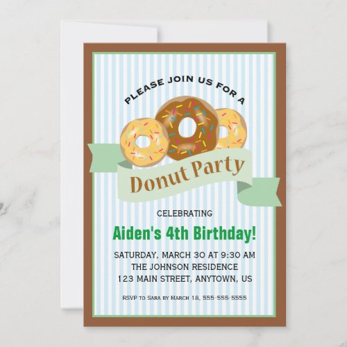 Donut Party for Childs Birthday Invitation