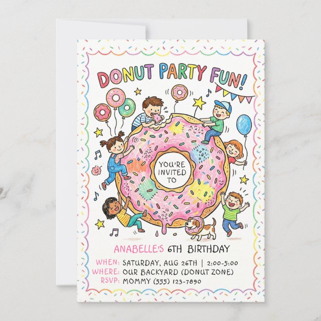 Donut Party Fun Invitation (Front)